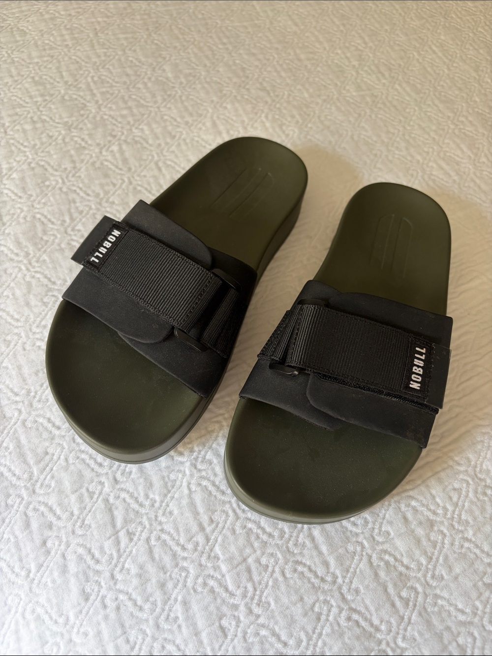 NOBULL Olive Slide Sandals with Black Adjustable Strap